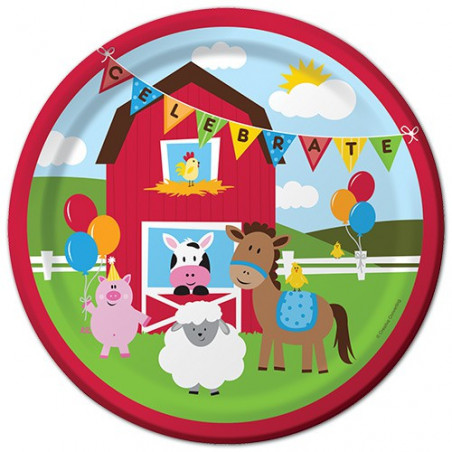 Grandes Assiettes Premium Anniversaire Animaux de la Ferme