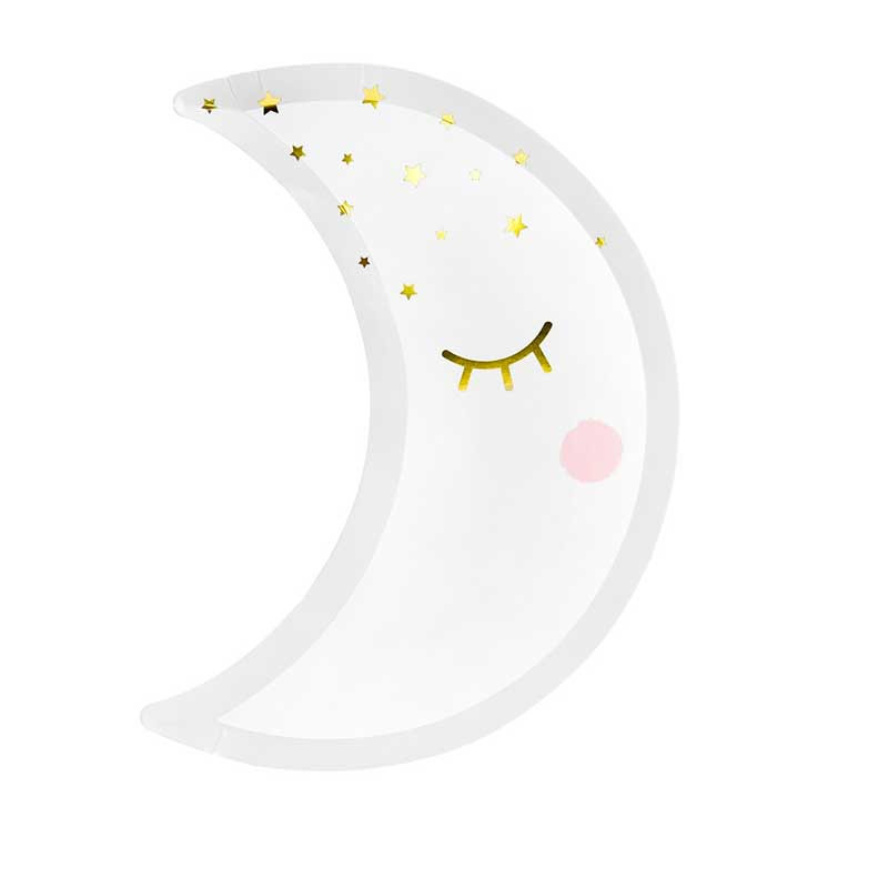 Assiettes lune et étoiles dorées