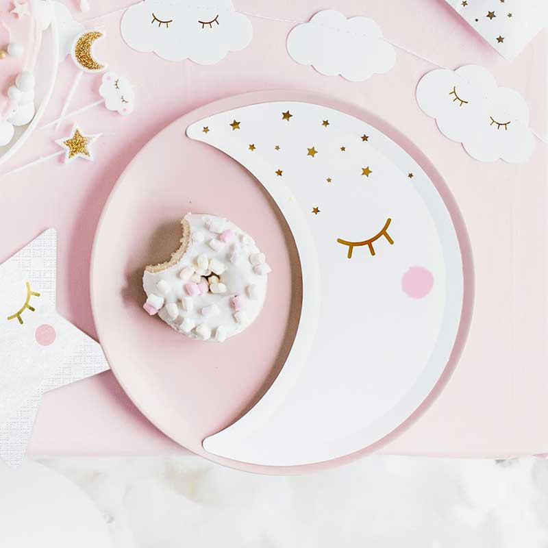 Assiettes lune et étoiles dorées