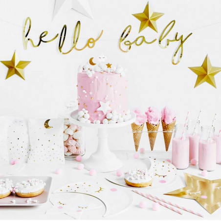 Banderole Hello Baby Dorée - Décorations Baby Shower