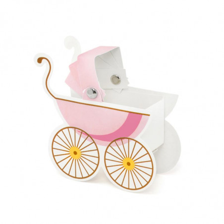 Contenants de Présentation en Papier Naissance Poussette Rose et Bleu Contenants de Présentation en Papier Naissance Poussette Rose et Bleu