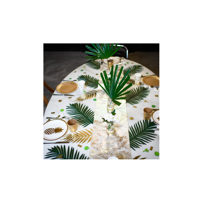 8 Gobelets en Papier Ananas Doré - Ananas Tropical Party Gâteau