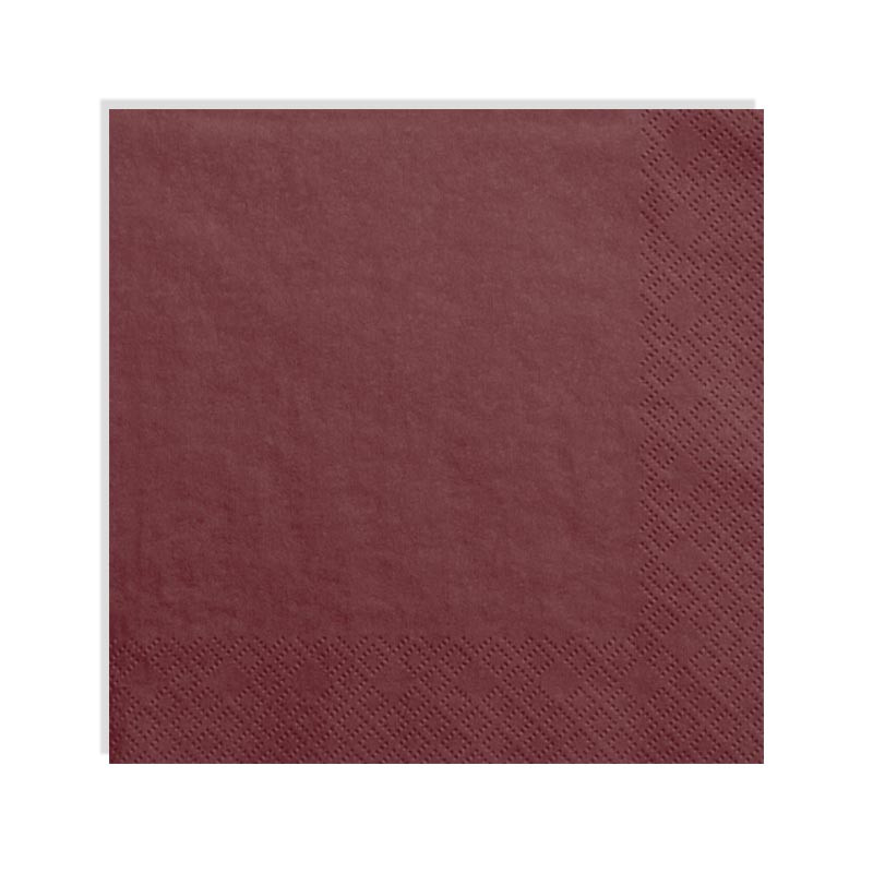 Grandes Serviettes Papier Pêche Rouge Bordeaux Vaisselle Jetable de Fête