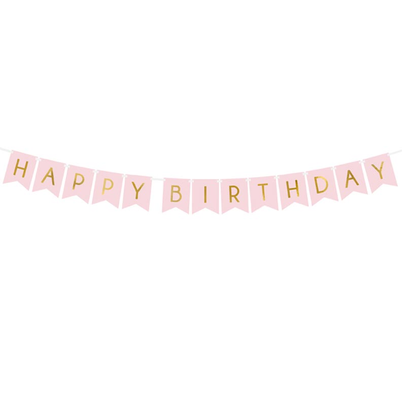 Banderole A Fanions Decoration Fete Anniversaire Rose Poudre Et Dore Banderole A Fanions Decoration Fete Anniversaire Rose Poudre Et Dore