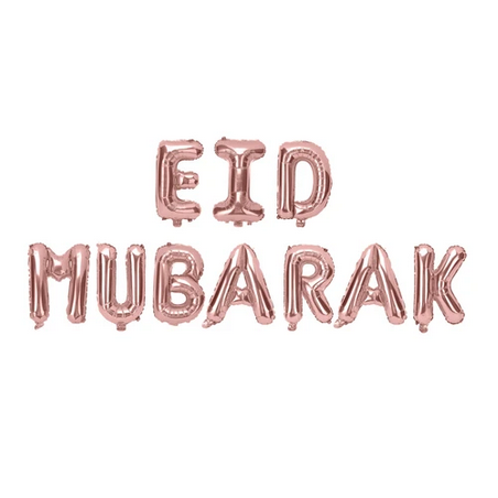 Ballons Alu EID MUBARAK Lettres Rose gold