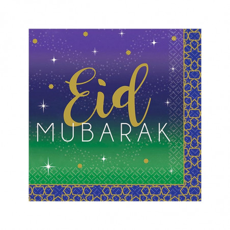 Serviettes cocktail en papier - EID MUBARAK Vaisselle Jetable