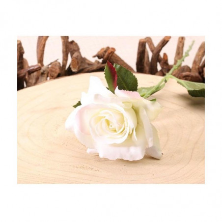 Rose Crème Fleur Artificielle Premium sur Tige