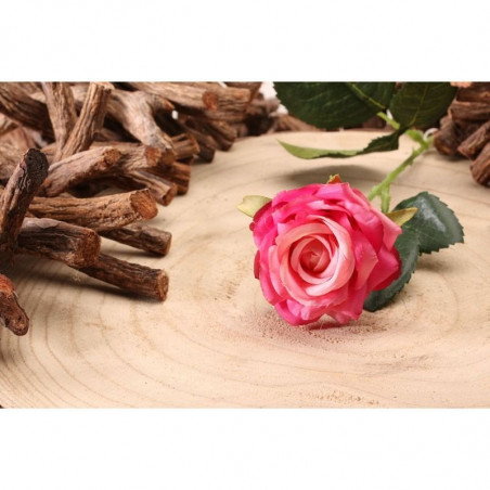 Rose Fleur Artificielle Premium sur Tige Rose Fushia