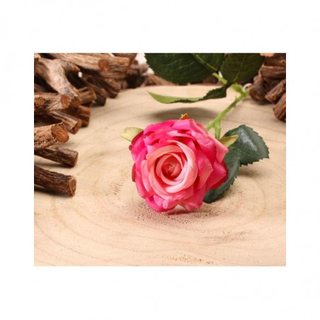 Rose Fleur Artificielle Premium sur Tige Rose Fushia