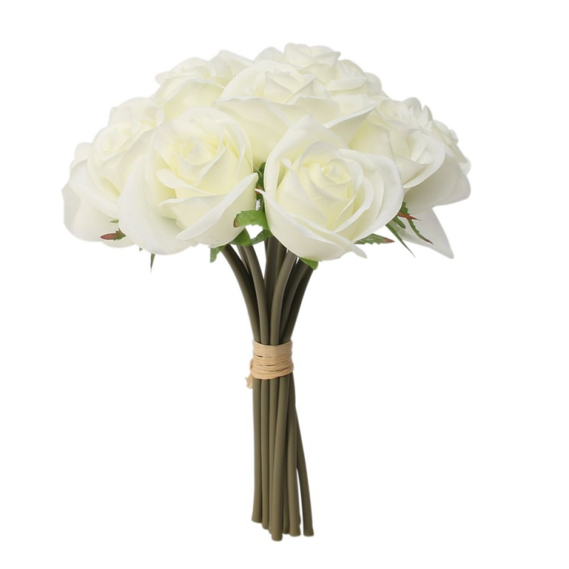 Bouquet De Roses Creme Blanches Fleur Artificielle Decoration De Fete Bouquet De Roses Creme Blanches Fleur Artificielle Decoration De Fete