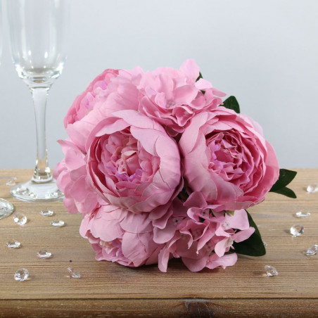Gros bouquet de fleurs artificielles roses