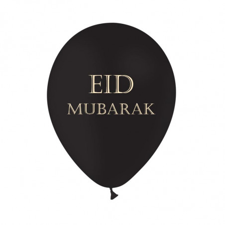 Ballon Eid Mubarak Latex Noir et Doré - Décoration de fête de l'eid