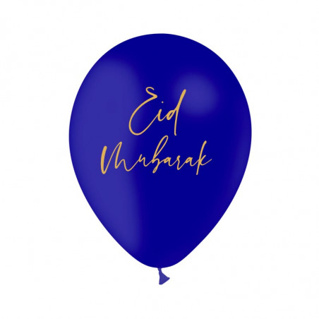 Ballon Eid Mubarak Latex Bleu nuit et Doré - Décoration de fête de l'eid