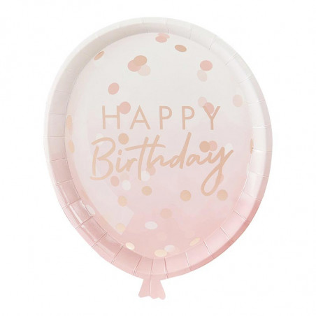 Assiettes Rose Poudré et Rose Gold Anniversaire