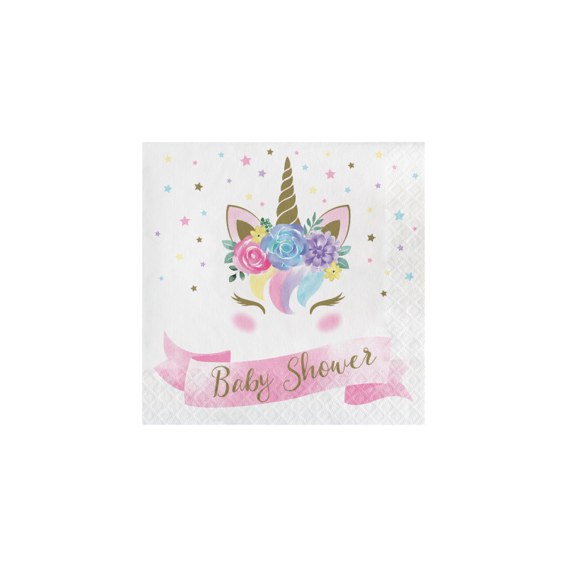 Serviettes en papier Baby Shower Licorne Pastel