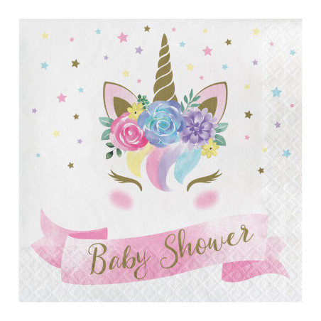 Serviettes en papier Baby Shower Licorne Pastel