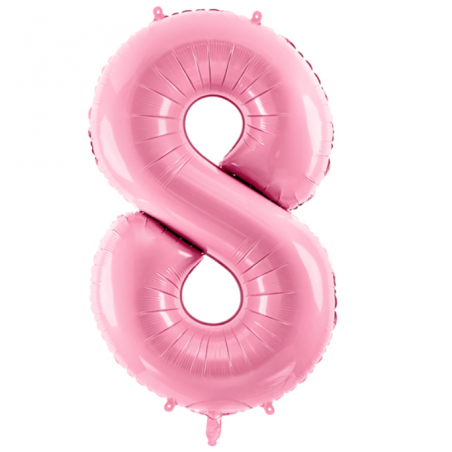 Ballon Chiffre 8 ans Rose Pastel - Huitième anniversaire fille