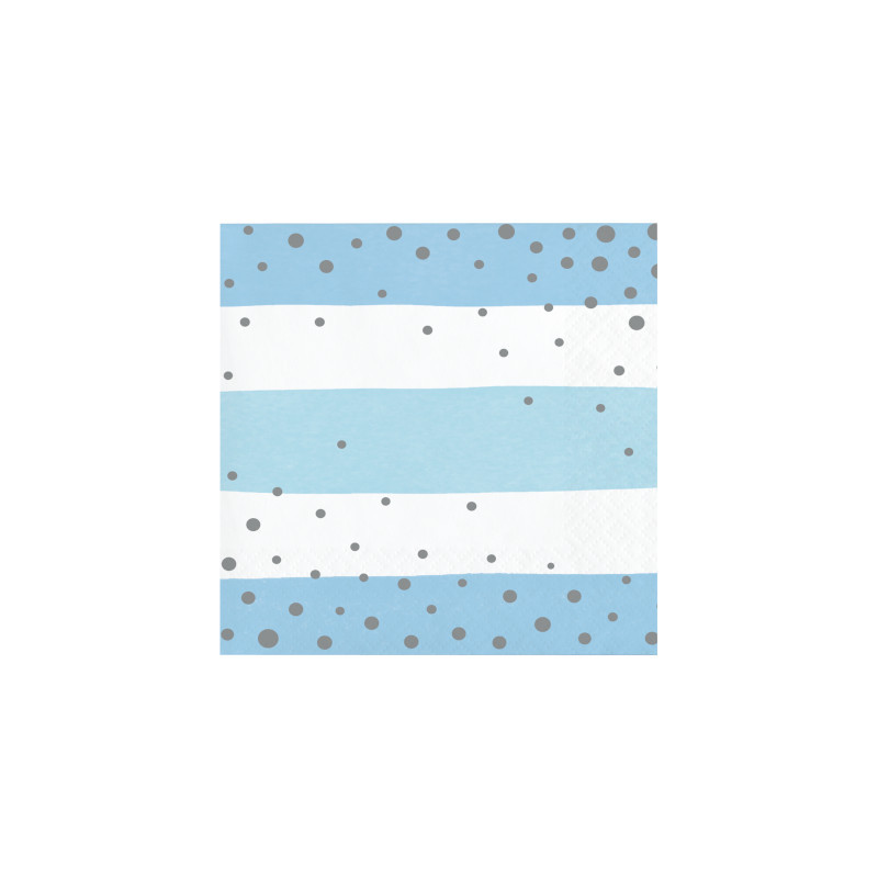 Serviettes Cocktail Bleu Poudré & Argent - Anniversaire Party