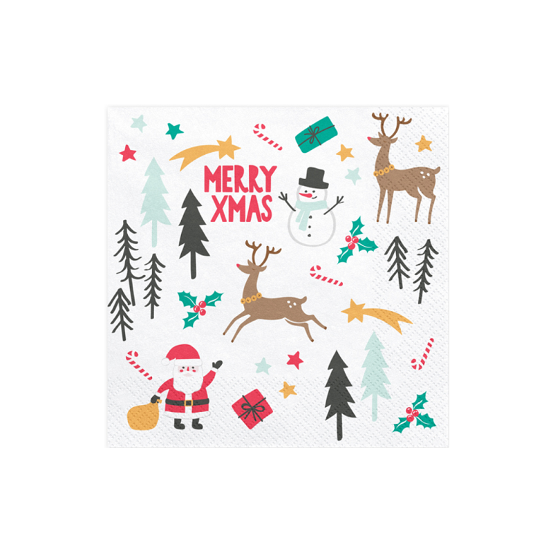 Serviettes en papier "Merry Christmas" Noël Doré