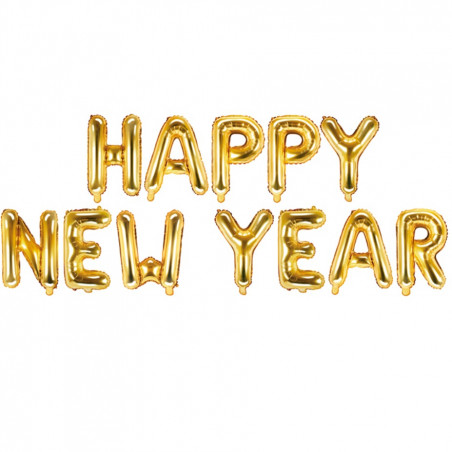 Ballons Lettres "Happy New Year" Nouvel An Doré Brillant