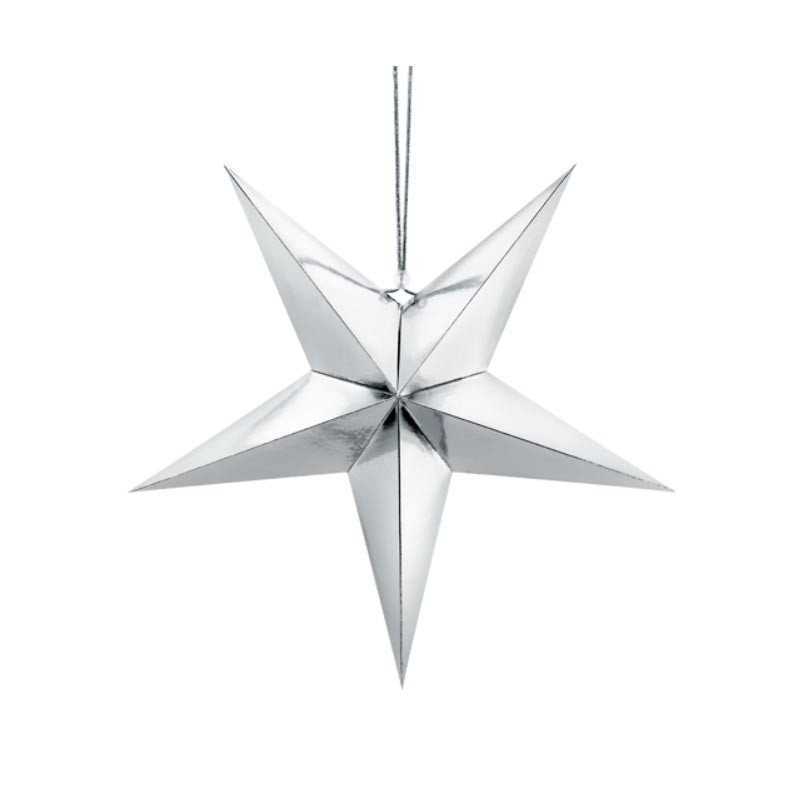 Grande étoile relief argent brillant