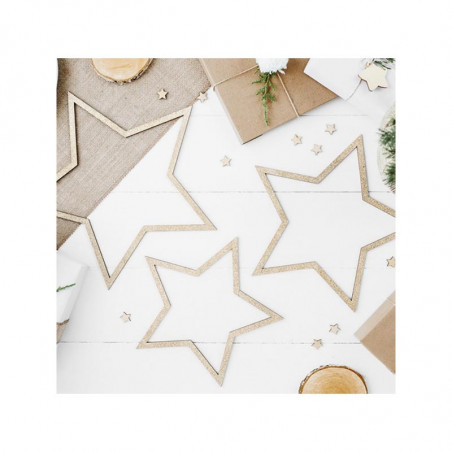 Grandes Etoiles en Bois Glitter Doré Or Brillant