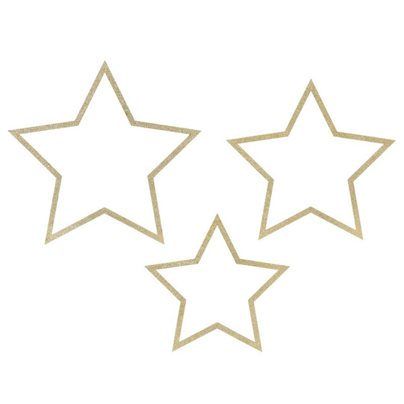 Grandes Etoiles en Bois Glitter Doré Or Brillant