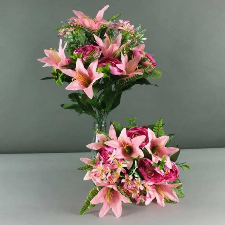 Gros bouquet de fleurs artificielles roses mélange- Décoration de fête Gros bouquet de fleurs artificielles roses mélange- Décoration de fête