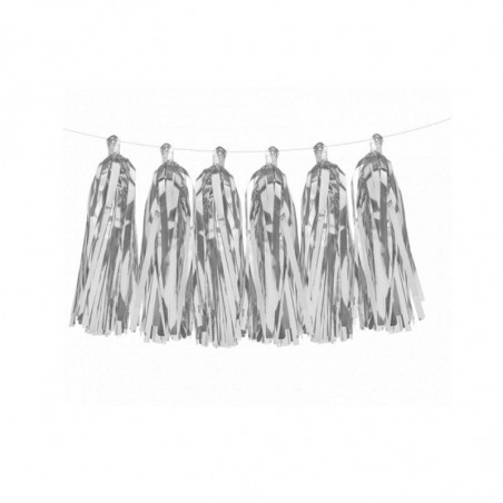 12 Tassels Pompons Argent Métallisé - Décoration de fête