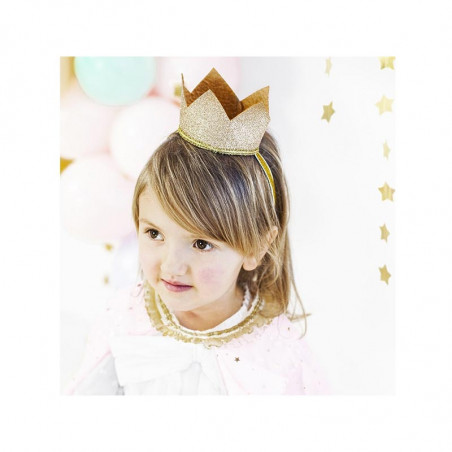 Couronne Glitter Princesse Diadème Rose et Doré Couronne Glitter Princesse Diadème Rose et Doré