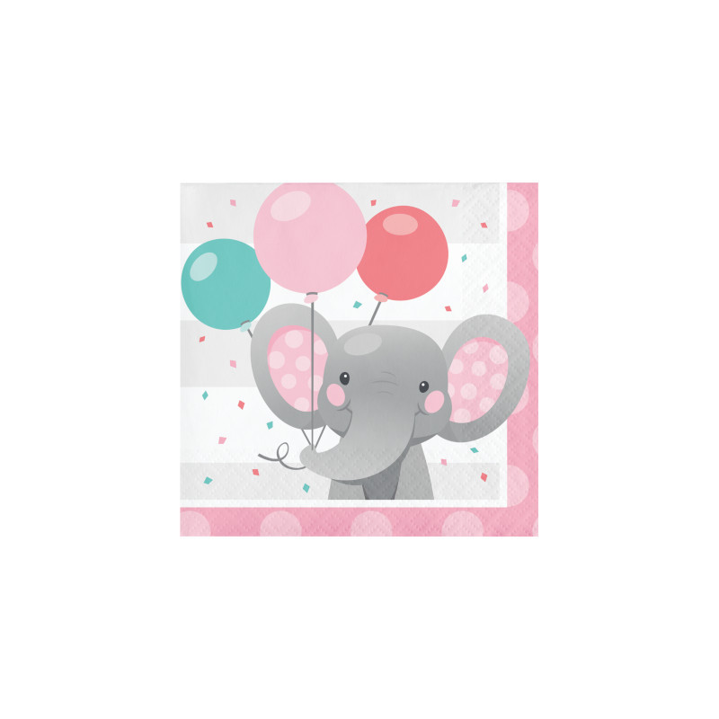 Serviettes en Papier Elephant Rose Pastel