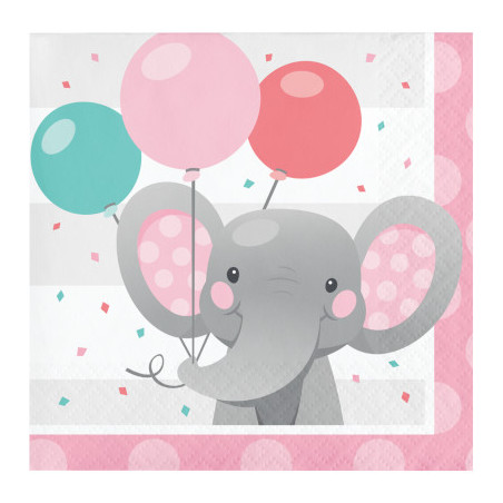 Serviettes en Papier Elephant Rose Pastel