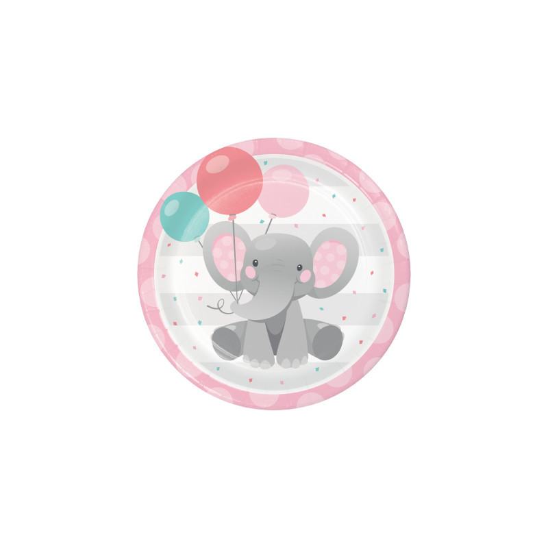 Grandes Assiettes Baby Shower Anniversaire Elephant Rose Pastel Gris Grandes Assiettes Baby Shower Anniversaire Elephant Rose Pastel Gris