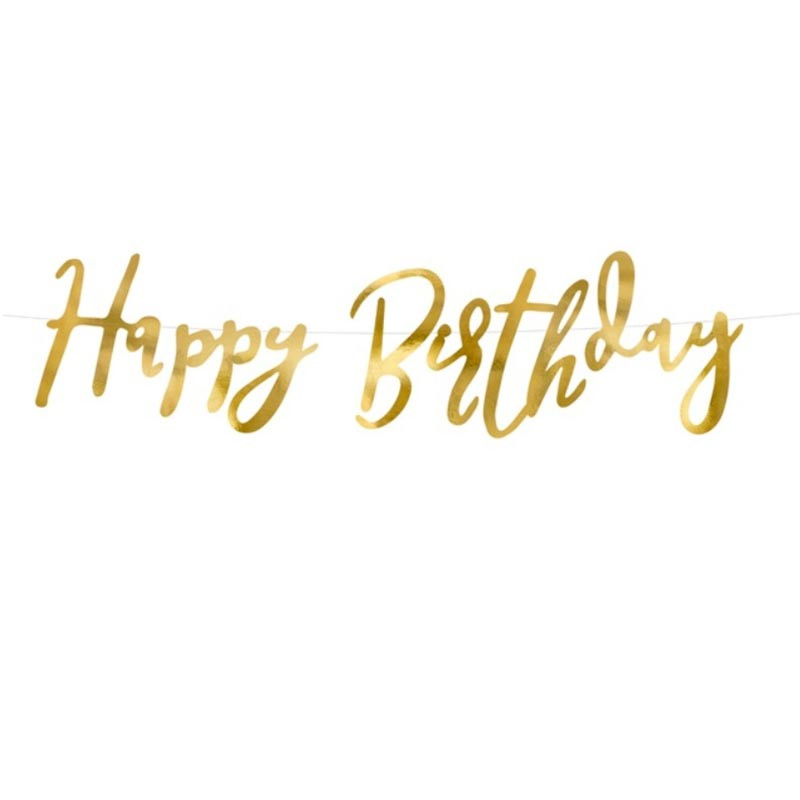 Banderole Guirlande Joyeux Anniversaire Dore Or Happy Birthday