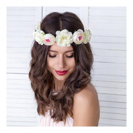 Couronne de fleurs blanches - Accessoire cheveux fille