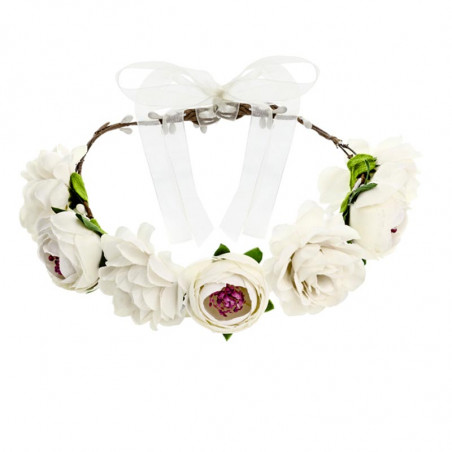 Couronne de fleurs blanches - Accessoire cheveux fille