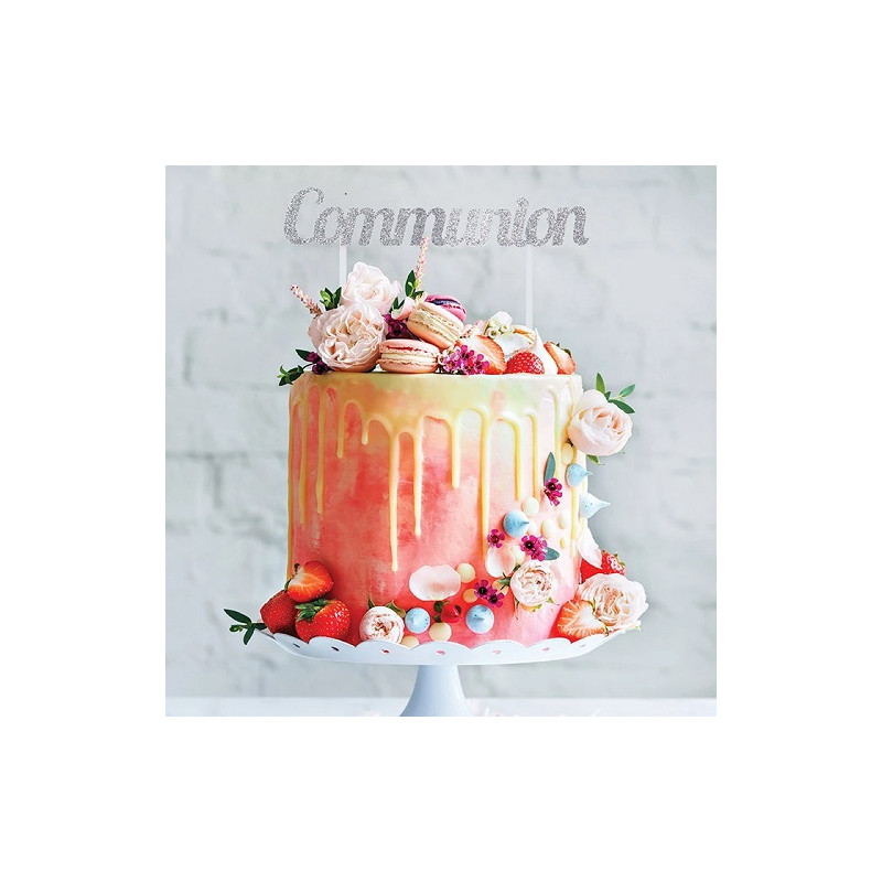 Grandes Serviettes Roses en Papier Croix Communion Fille