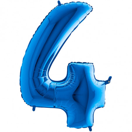 Ballon Géant Alu Bleu Quatre 4 Ans Fête d'Anniversaire enfant