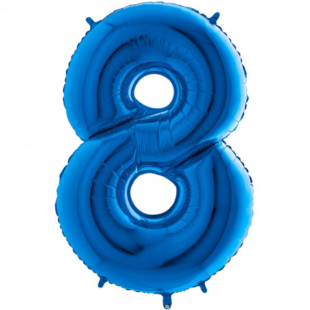 Ballon Géant Alu Bleu 8 Huit Ans Fête d'Anniversaire enfant