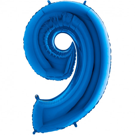 Ballon Géant Alu Bleu 9 Neuf Ans Fête d'Anniversaire enfant