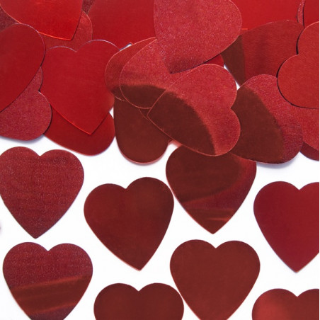 Confettis de table grand coeur rouge 10g - Décoration de table