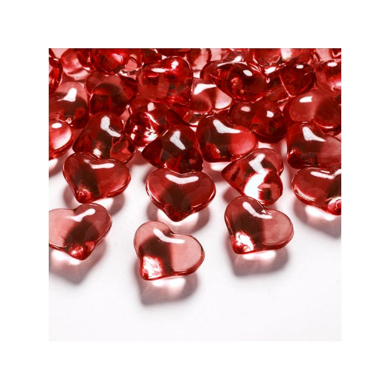 Cristaux coeurs décoration de table coeur rouge - Décoration de table