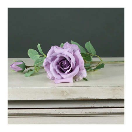 Rose avec Bouton Fleur Artificielle Premium sur Tige Lavande