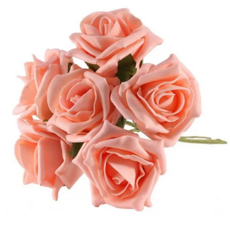 Gros bouquet de roses pêche Fleurs Artificielles Premium