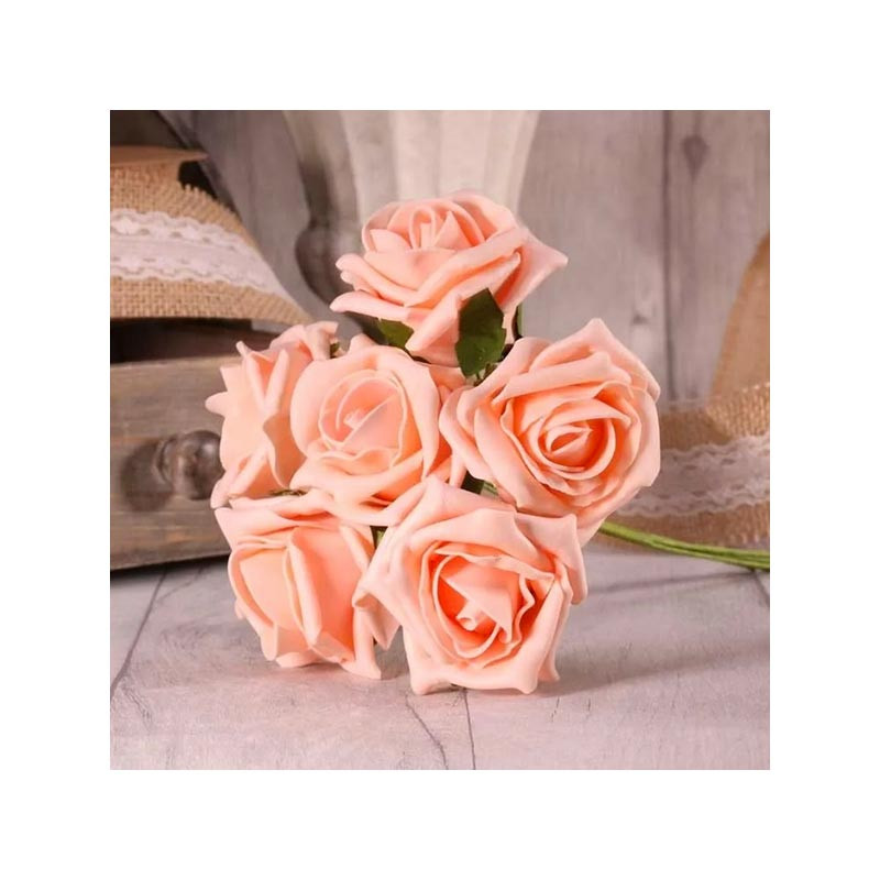 Gros bouquet de roses pêche Fleurs Artificielles Premium