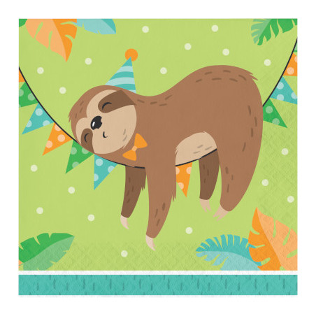 Serviettes Paresseux - Anniversaire Thème Animaux Forêt Amérique du Sud Serviettes Paresseux - Anniversaire Thème Animaux Forêt Amérique du Sud