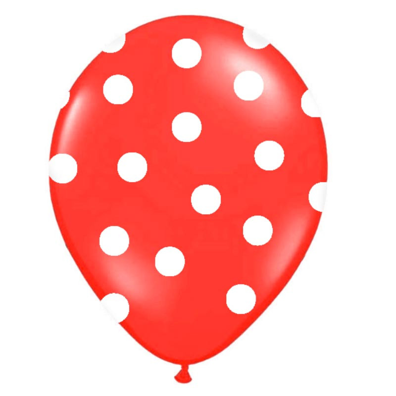 Ballons Latex Rouge à Pois Blanc