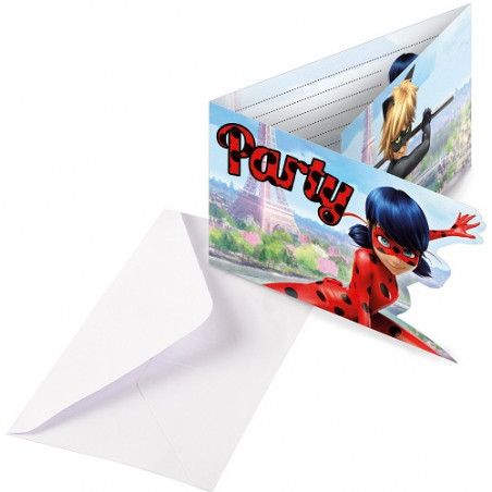 8 Invitations Ladybug Miraculous Coccinelle