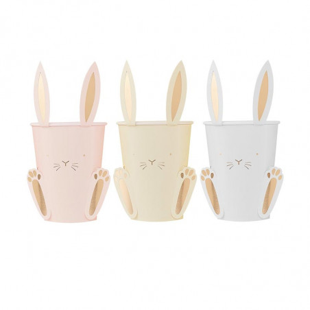 8 Gobelets premium Joyeuses Pâques en forme de Lapin