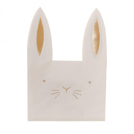 Serviettes en forme de Lapin Blanc et doré Serviettes en forme de Lapin Blanc et doré